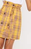 Thumbnail for your product : PrettyLittleThing Green Check Tie Waist Button Mini Skirt