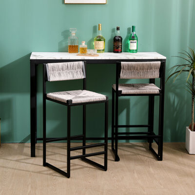Bay Isle Home Bar Stools With Back, Versatile For Different Occasions 2 Back - Strong Metal & Woven Paper Rope. Modern Design Dining, Living Room Use