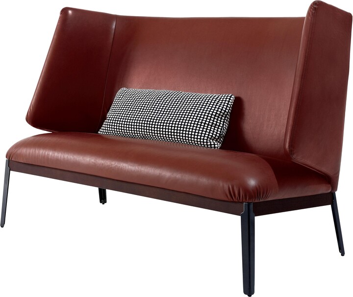 Arflex Hug Love Seat High Back And Armrest In Perla Leather By Roberto Menghi