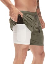 Thumbnail for your product : Cooden Men’s 2 in 1Sports Shorts Quick Dry Workout Running Gym Training Breathable Active Jogging Short with Zipper Pockets