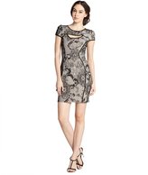 Thumbnail for your product : ABS by Allen Schwartz black and nude printed lace cap sleeve dress