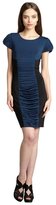 Thumbnail for your product : Vera Wang peacock jersey ruched panel cap sleeve dress