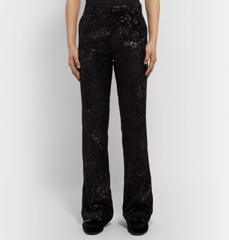 Amiri Flared Embroidered Velvet Suit Trousers