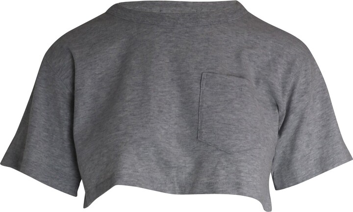 Alexander Wang Cropped T-Shirt in Grey Cotton