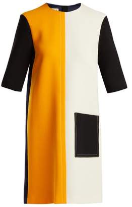 Marni - Colour Block Wool Dress - Womens - Orange Multi