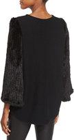 Thumbnail for your product : Co Knit Sweater w/Mink Fur Sleeves, Black