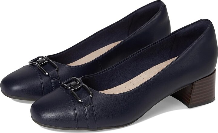 Clarks Iridessa Erin Women's Shoes Navy Leather : 6 B - Medium