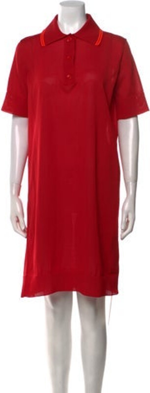 MM6 MAISON MARGIELA Shirtdress Red Short Sleeve with Collar Button Closure at Front Designer