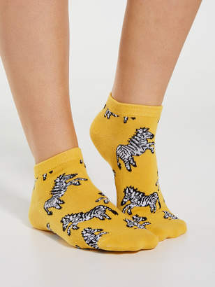 Dotti Mustard Zebra Ankle Sock