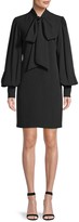 Thumbnail for your product : Toccin Tie-Neck Crepe Puff-Sleeve Dress
