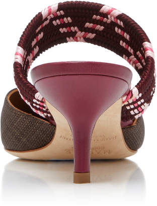 Malone Souliers by Roy Luwolt Maisie Cord-Trimmed Raffia And Leather Mules