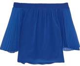 Thumbnail for your product : Alice + Olivia Elina Off-The-Shoulder Pleated Silk Top