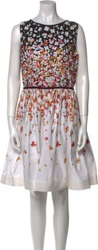 Red Valentino A-Line Dress Black & White Printed Pleated Accents Sleeveless with Bateau Neckline Concealed Zip Closure at Back Designer size 48. Designer