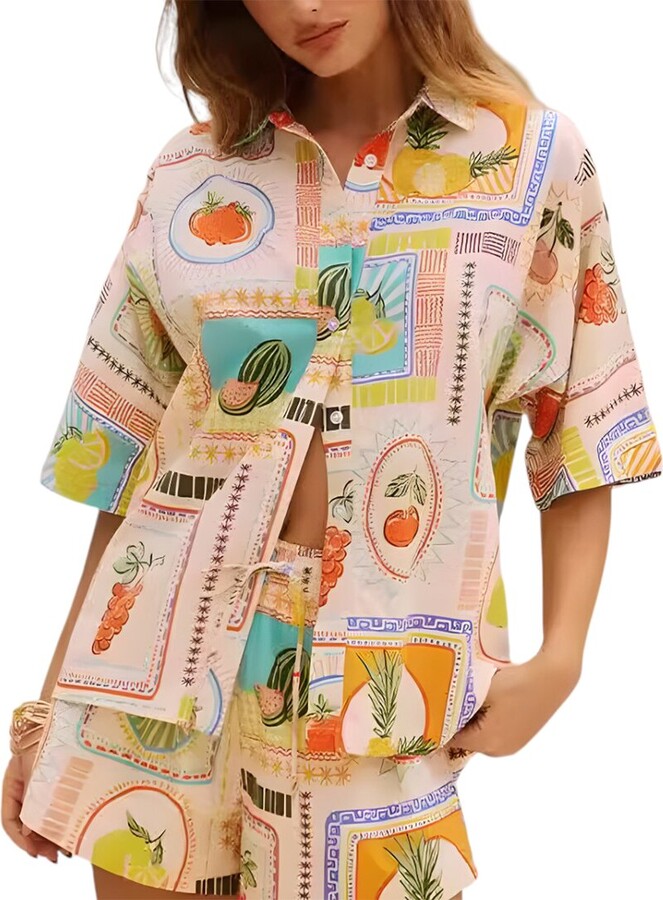 Esea 2Pc Linen-Blend Shirt & Short Set