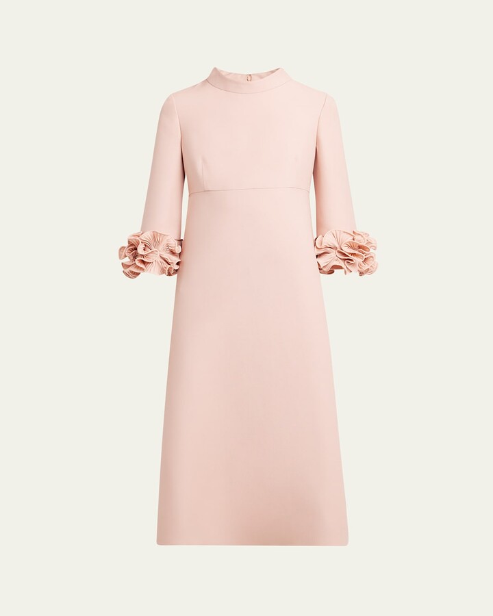 Valentino Garavani Floral Cuff Crepe Couture Midi Dress