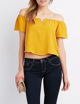 Thumbnail for your product : Charlotte Russe Notched Off-The-Shoulder Top