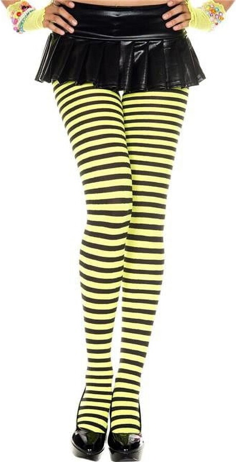 Music Legs Women’s Women’s Striped Tights, Style 7471 7471-BLK/NYELLOW