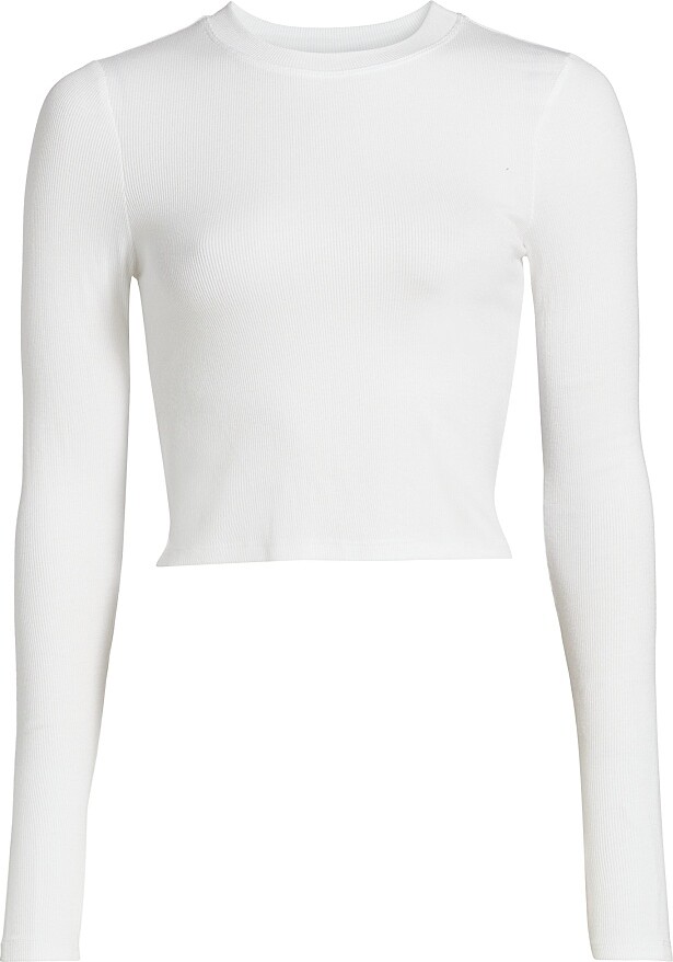 Splits59 Women's Louise Ribbed Long-Sleeve Crop Top - Black - Size Large