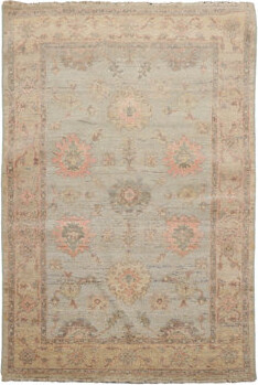 Bungalow Rose 4''X6'' Hand Knotted Wool KPSI Afghan Oushak Oriental Area Rug Mint Pistacchio Color