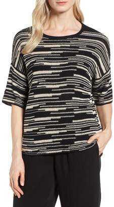 Eileen Fisher Stripe Organic Linen & Cotton Sweater