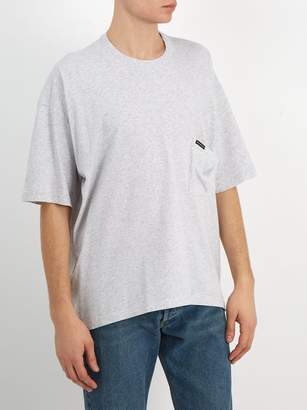 Balenciaga Oversized Logo Print Cotton Jersey T Shirt - Mens - Grey