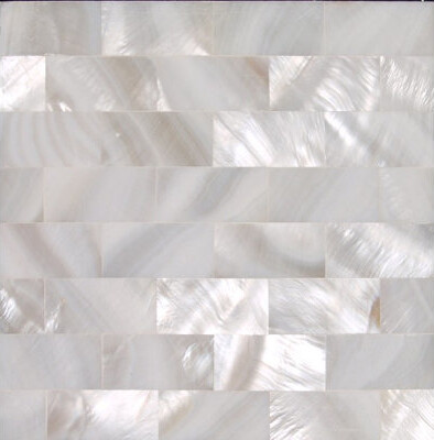 Matrix-Z SeaTile 4"x 4" Natural Shell Listello/Border Tile in White Mother of Pearl