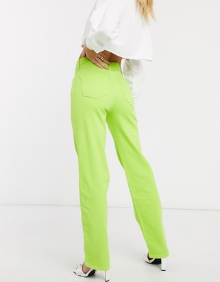 Pepe Jeans Dua Lipa x high rise straight leg jean in neon green