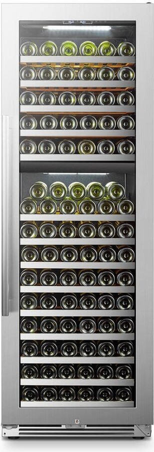 Lanbo 153 Bottle Seamless Stainless Steel Dual Zone Wine Refrigerator