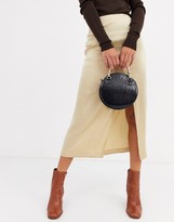 Thumbnail for your product : ASOS DESIGN croc circle cross body bag with bamboo handle