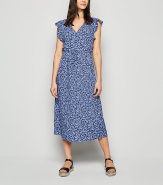 New Look Floral Frill Button Up Midi Dress
