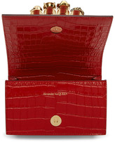 Thumbnail for your product : Alexander McQueen Red Mini Croc Jewelled Satchel Bag