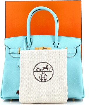 Hermes Birkin Handbag Bleu Atoll Epsom with Palladium Hardware 30