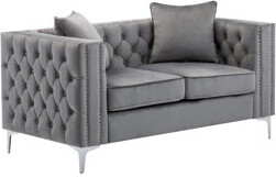 Inbox Zero Naiyma Tufted Design Velvet Upholstered Loveseat With Metal Legs