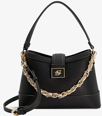 Dune Womens Black-synthetic Recycled Chain-detail Faux-leather Shoulder bag  - ShopStyle