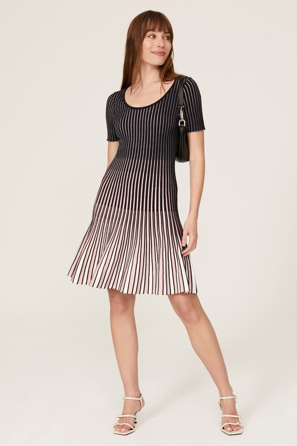 Stripe Godet Dress Multicolored-print