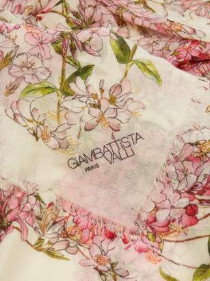 Giambattista Valli Floral Print Cashmere Faille Scarf - Womens - Ivory