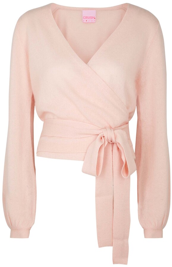 CRUSH CASHMERE Havana Light Pink Cashmere Wrap Cardigan ShopStyle