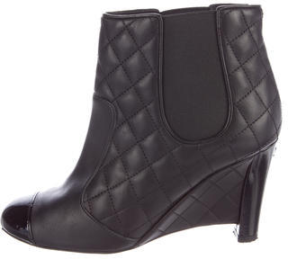 Chanel Quilted Wedge Ankle Boots
