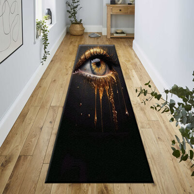 kayra export Chic Floral Patterned Non Woven Thin Type Printed Rug with Intricate Design for Home Decor