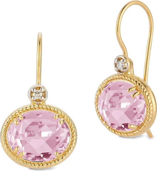 I. Reiss 14K 4.94 Ct. Tw. Diamond & Rose Quartz Earrings