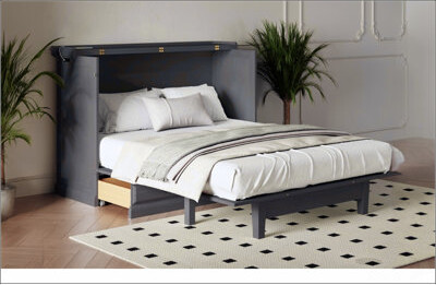 One Allium Way Solid Pine Murphy Bed Chest Cube Cabinet Bed with Charging Station