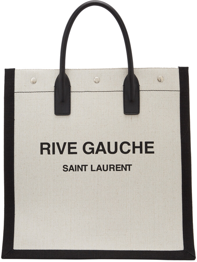 Rive Gauche Canvas Tote in White - Saint Laurent