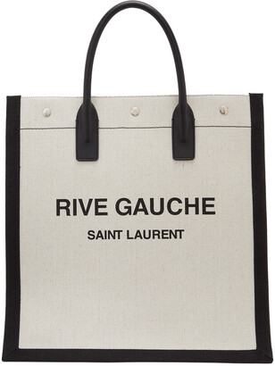 Saint Laurent Off-White & Black 'Rive Gauche' Tote