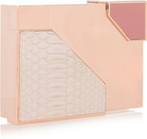 Thumbnail for your product : Lee Savage Broken Space rose gold-tone, python and leather box clutch