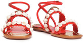 Thumbnail for your product : Tory Burch Embellished Fringed Suede And Leather Sandals