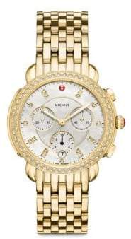 Michele Sidney Mother-Of-Pearl & Stainless Steel Chronograph Watch