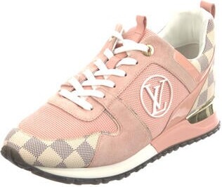 LOUIS VUITTON Damier Azur Suede Run Away Sneakers 38 Pink