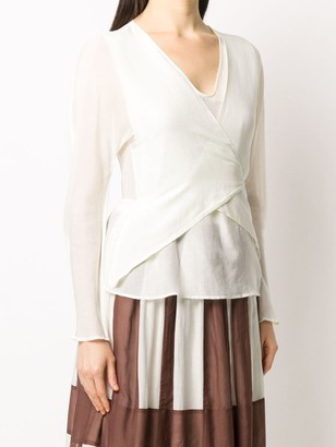 Alysi Wrap-Style Front Back Tie Blouse