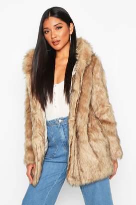 boohoo Boutique Hooded Faux Fur Coat