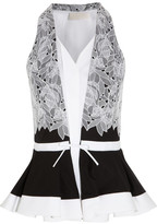 Thumbnail for your product : Peter Pilotto Cate cotton-poplin and lace peplum top
